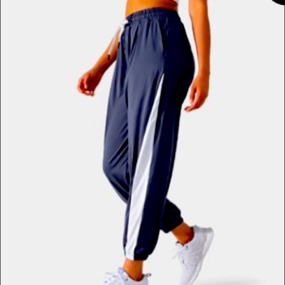 One pair HALARA High Waisted Drawstring Colorblock Joggers.   Blue Grey Medium